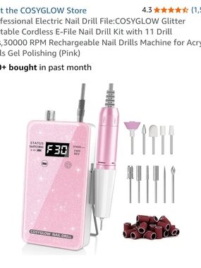 Bershka Purple Rechargeable Electric Nail Drill Kit